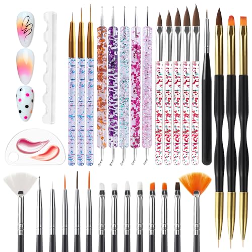 Artdone Nail Dotting Tools 32PCS Double-ended Nail Art Brushes Kit Nail Art Gel Polish Liner Brushes...