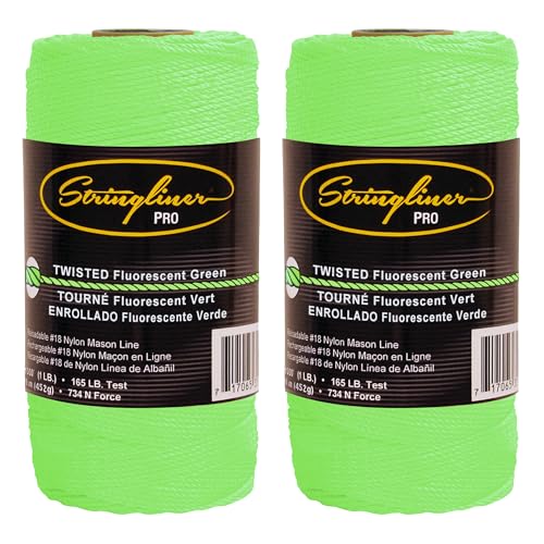 35715 Stringliner Mason’s Line Rollo de Repuesto – 1 Lb. #18 Línea de Construcción Reemplazo Rollo Trenzado Verde FL 1080' (Paquete de 2) miniatura 1