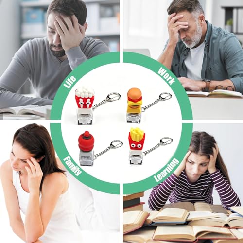 Image of Keyboard Fidget Toy, Four Key Mechanical Style Keychain with Snake Chain, Stress Relief Gadget for Office Workers and Students, Portable Anxiety Relief Tool for Commuting and Gaming
