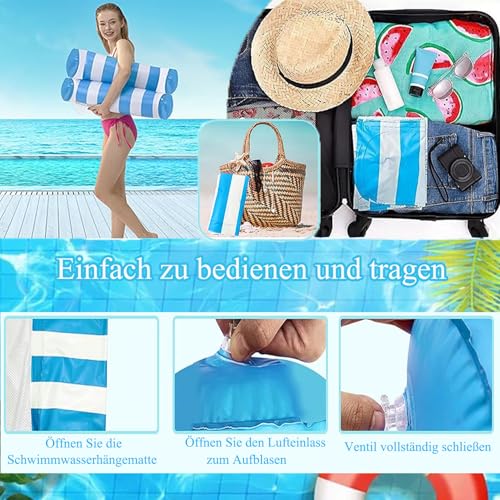 Miniatura 4 de Sitbfoam 2 Piezas Colchón De Aire Hamaca De Agua, Colchón De Aire Accesorios Para Piscina, Diversión, 4 En 1, Hamaca, Piscina, Playa, Loung Acuático Para Adultos Y Niños Hammock-Pink