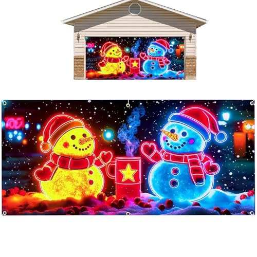 Cubierta de garaje navideña exterior panel LED impermeable para puerta grande 8