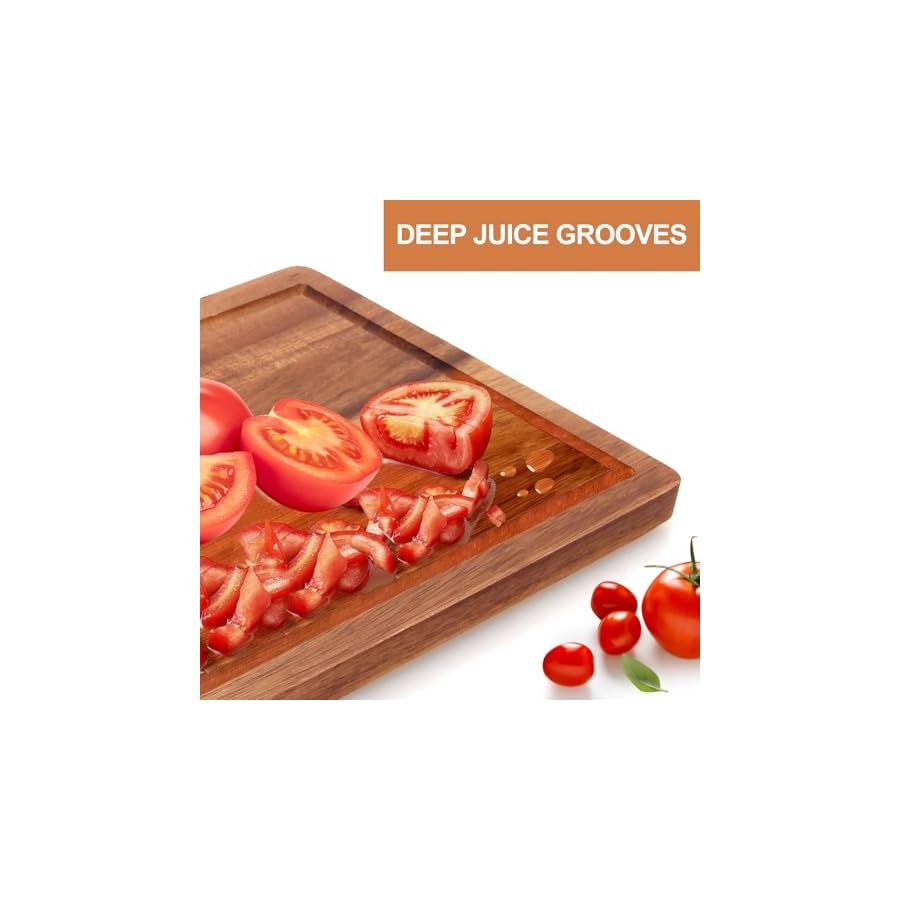 3 Pcs Wooden Cutting Boards Set for Kitchen Meat Chopping Board Fruits Large Charcuterie Board Set Acacia Wood Cutting Board Vegetables Butcher Block Bread Serving Cheese Board Carving Board