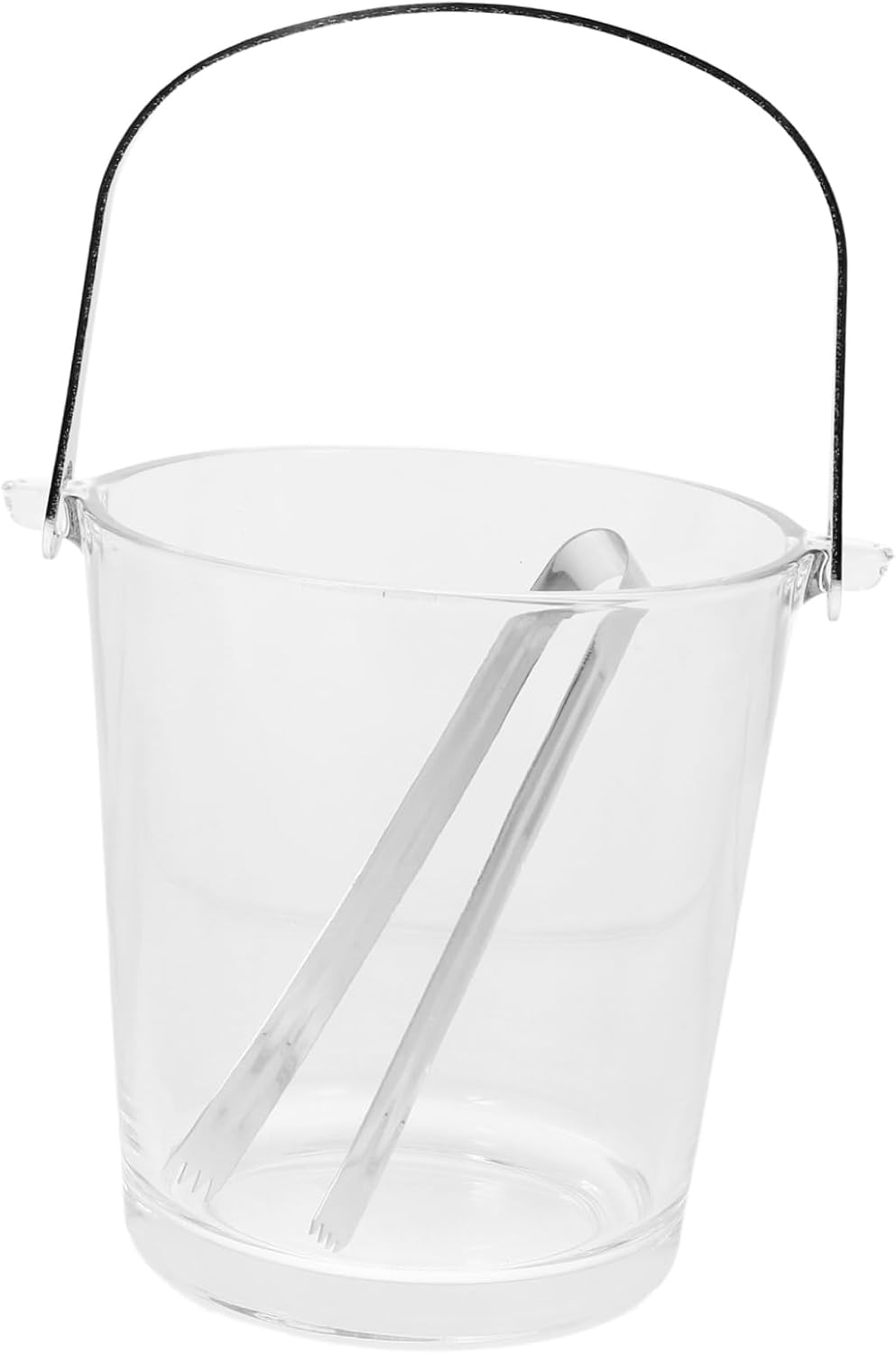 LABRIMP Portable Ice Cube Bucket with Tongs Reusable Wine and Beverage Cooler for Parties Bars and Home Use Stainless Steel and Glass Design for Cold Drinks