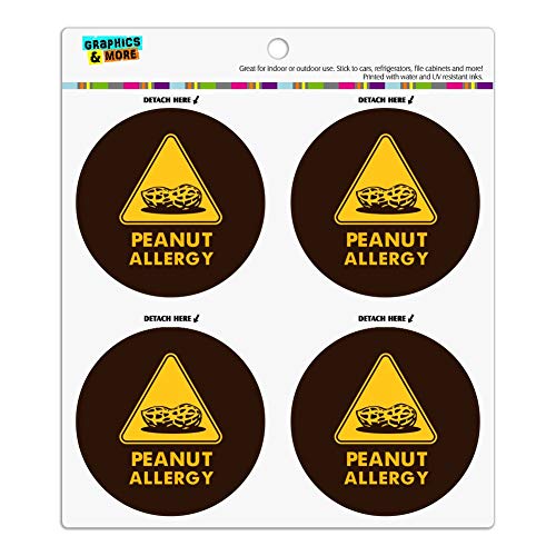 Peanut Allergy Yellow Warning Sign Refrigerator Fridge Locker Vinyl Circle Magnet Set