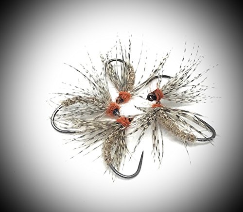 Massim Clini Color petirrojo, emergente effimere 9 pcs, Tre para tipo tres tamaños, mosca de arroyo apto a trucha y temoli, costruita sobre anzuelos Barbless