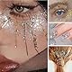 Festival Glitzer Gesicht gel,6 Stuck Body Face Glitter,Gesichtsglitzer Pailletten,Körperglitzer Gel,Festival Zubehör Gadget,für Halloween Schminke,Karneval Make up Glitter-6 Gold,Silber,Weiß