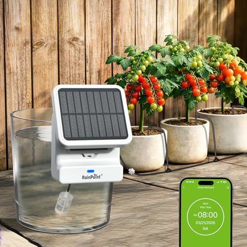 RAINPOINT Smart WiFi Solar Automatic Plant Watering System for House Potted Plants, Up to 20 Plants Expert Dripline Layouts Vacation Self Watering Drip Irrigation Pump Device Kit Indoor/Outdoor Garden