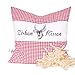 Produktbild SHD Zirbenkissen Dekokissen mit Zirbenholz Alpen 100% Baumwollekariert, Decorative, natürlich duftend, Hirschprint Vichy Geschenk Frauen (Rot Kariert, 40 x 40 cm)