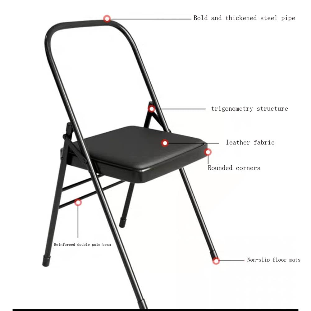 Sedia Yoga, Pilates Chair, Poltrona Ausiliaria Multifunzione Iyengar Yoga, Cuoio Ispessimento, Nero