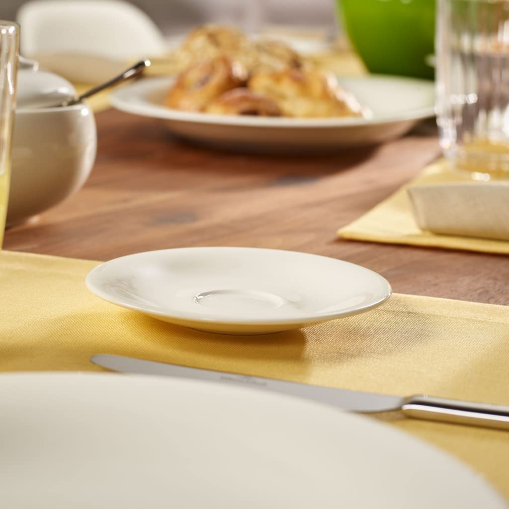 Villeroy & Boch New Cottage Basic Espressotassen mit Untertassen 6er Set, 80 ml, Tassen-Untertassen-Set für 6 Personen, Elegantes Geschirr-Set, Premium Porzellan, Weiß