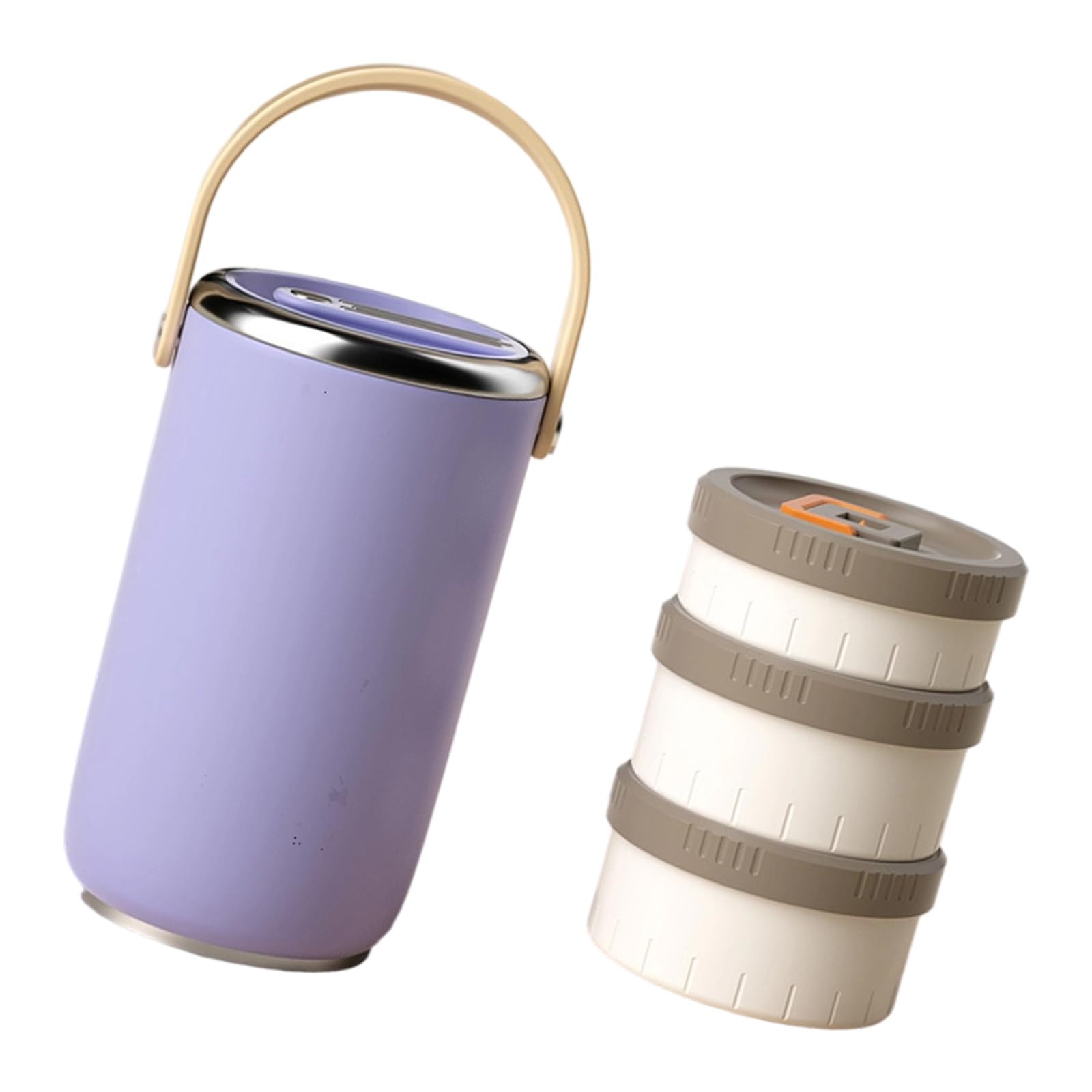 Vacuums - Barattolo per alimenti in acciaio inox isolato, contenitore Bentos a prova di perdite, con scomparto impilabile, per studenti, scatola Bentos in acciaio inox con contenitore