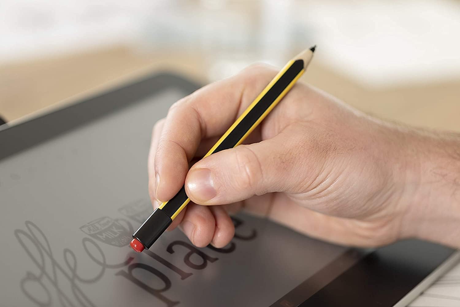 STAEDTLER Noris Digital Jumbo 180J 22 EMR Stylus Set, 1 Stylus with Digital Eraser, for Digital Writing, Drawing and Erasing on EMR Touch Screens + 5 Additional Replacement Tips, 180J 22-1X