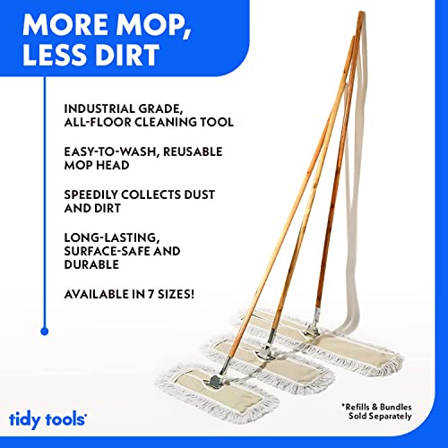 Tidy Tools Commercial Dust Mop & Floor Sweeper – 36 X 5 In. Cotton Reusable Mop Head, Wooden Broom Handle & Metal Frame – Industrial Dust Mops For Floor Cleaning & Janitorial Supplies #TOP6