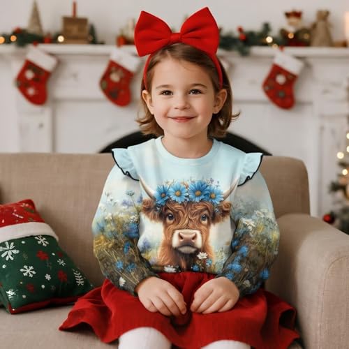 WELLFLYHOM Girl's Pullover Tops 1-8T Graphic Sweatshirt Clothes Crew Neck Long Sleeve Kids Top Sweater Top Fall Outfits2