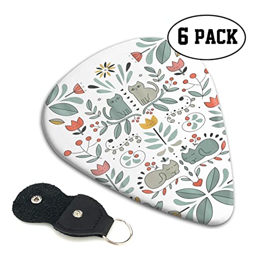 Funny Cats Birds and Flowers Lot de 6 médiators pour guitare acoustique, guitare électrique, basse, ukulélé – Fin, moyen… - Les Beatles, Paul McCartney, John Lennon, RIngo Starr, George Harrison Funny Cats Birds and Flowers Lot de 6 médiators pour guitare acoustique, guitare électrique, basse, ukulélé – Fin, moyen… – Image 3