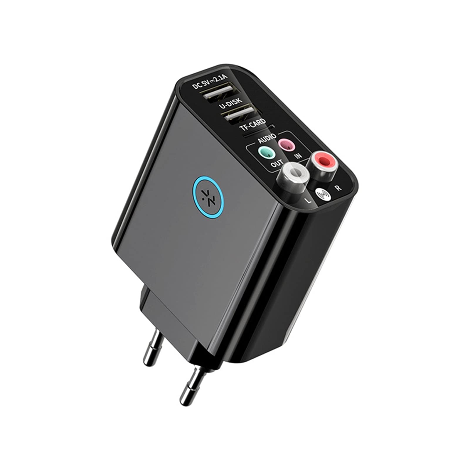 Adaptateur audio Bluetooth 5.0 Audio Récepteur Émetteur Stéréo Adaptateur Sans Fil TF/U Lecture de Disque Rapide USB Charge pour Écouteurs Application TV IR Contrôle (Couleur : Blanc)