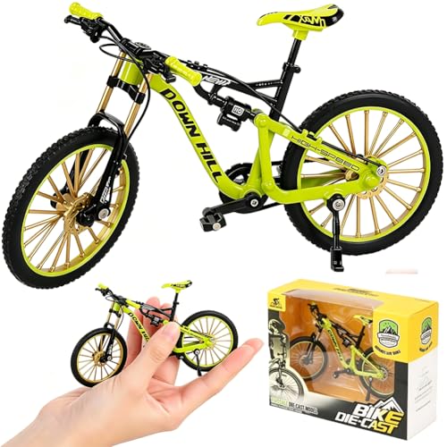 Bicicleta Juguete, Bicicleta de Dedo Bicicletas Miniatura Decorativa Bicicletas Juguete Antiestré Maqueta BicicletaMontaña Decoración para Tarta Finger Bike BMX Decoración Escritorio (Verde Claro)