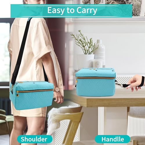 Image of Crochet Bag Organizer, Yarn Bag for Crocheting, Knitting Bag and Totes with Removable Shoulder Strap, Yarn Organizer Holder for Crochet Accessories, Knitting Needles (Blue)