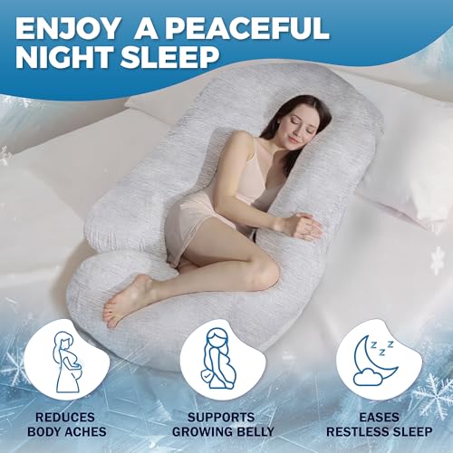 Image of Pregnancy Pillows for Sleeping - 57-Inch Maternity Pillow for Pregnant Women with Removable Washable Cover - Support for Back, Belly, Neck, Legs, & Hips - V C U Shaped Full Body Pillow