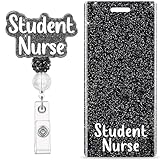 SEEVOR Student Nurse Badge Buddy with Badge Reel Retractable Nursing ID Clip Vertical Badge Identification Tags (Black Student)