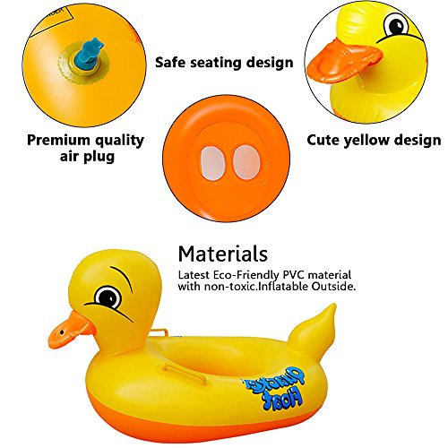Sealive Inflatable Rubber Duck Pool Float for Kids, Swimming Pool Floats Boat Seats Beach Toy, Baby Shower Bath Seat Tub Water Fun Games Toys for Toddler