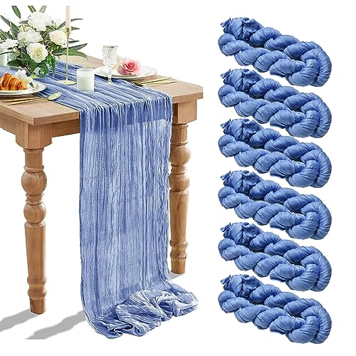 Treesunshine 6 Pack 10FT Cheesecloth Table Runner, Hessian Table Runner for Wedding Decor Gauze Tablecloth, Tartan Tablecloth