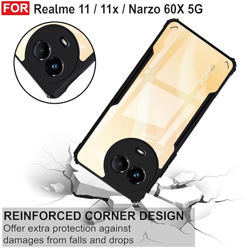 Image of Amazon Brand - Solimo Back Case Cover for Realme Narzo 60X 5G (Polycarbonate, Thermoplastic Polyurethane Matte Black)