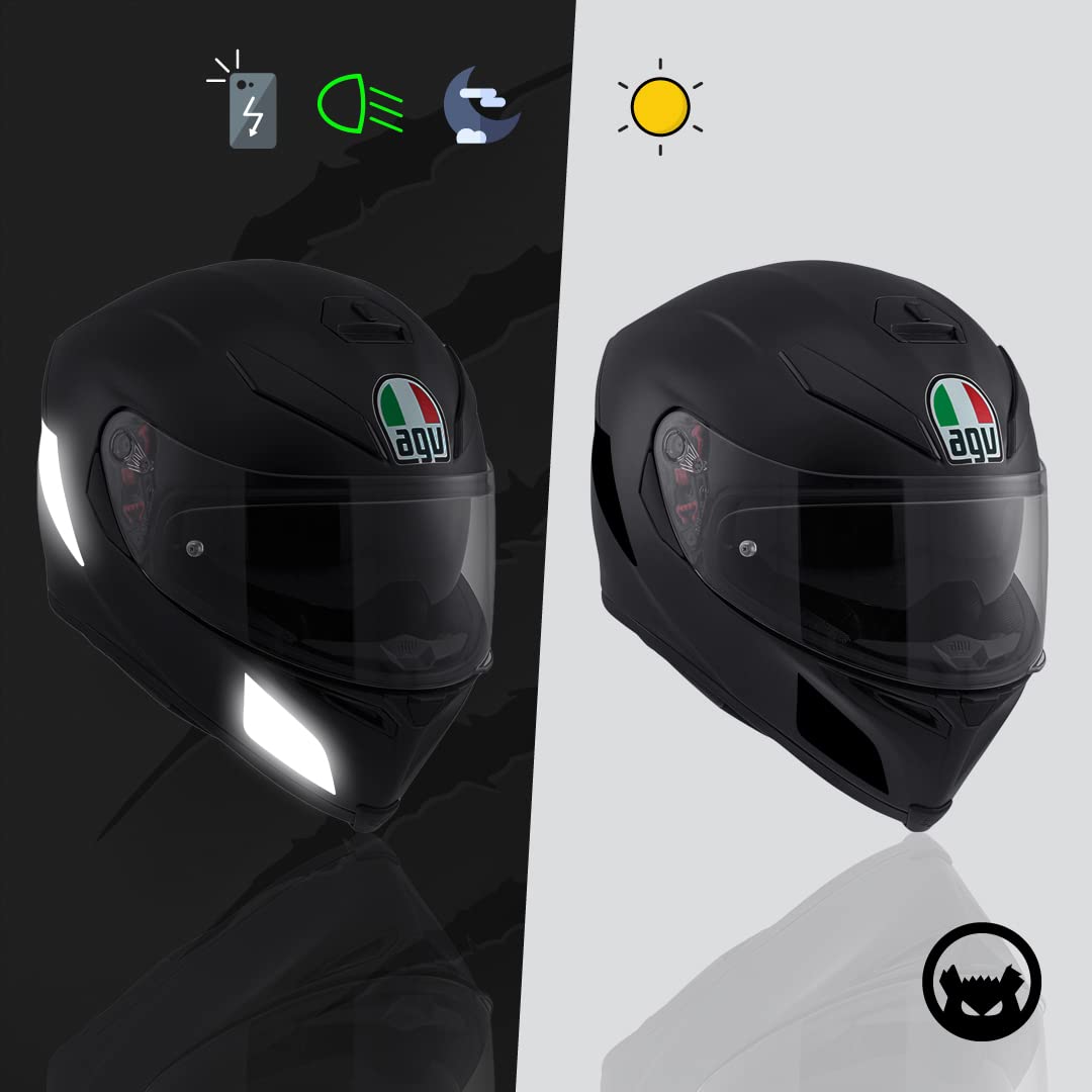 Fear The Yellow Bear Easy Replica AGV K1 and K5, Kit of 5 Reflective Stickers for Motorcycle Helmets, 3M Technology (Black, AGV K1 & K5) Automotive