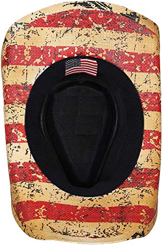 Image of MWS American Flag Straw Cowboy Hat, USA One Size