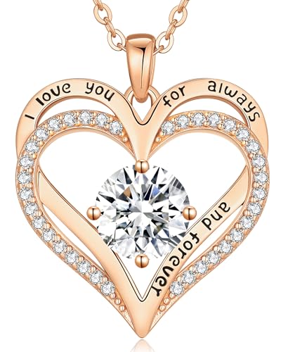 LOUISA SECRET Love Heart Birthstone Necklaces for Women 925 Sterling Silver Christmas's Day Gifts...