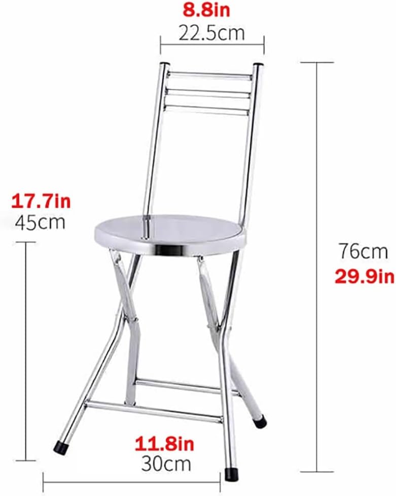 Stainless Steel Folding Chair, Portable Stackable Seat with Backrest and Footrest for Indoor Outdoor Events, Ideal for Weddings, Parties, and Office Use, 18 High
