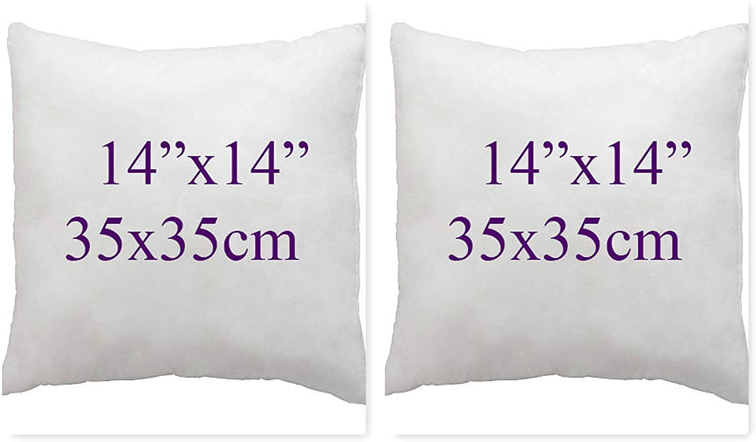 ARLINENS Set of 2 Virgin HollowFiber Cushion Pads Fillers Inners Insert Square Pads-Hypoallergenic Stuffer Pillow-Available in 14" 16" 18" 20" 22" 24" 26" 28" 30" (14x14)