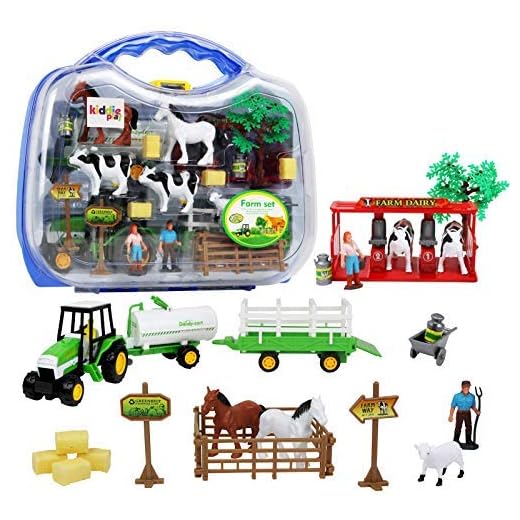 Kiddie Play Farm Toys Set with Farm Animals for Toddlers (25 Pieces)