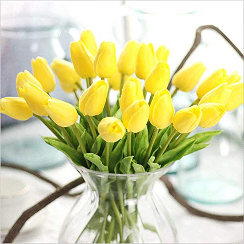 Image of WAQIA HOUSE 30 Pcs Artificial Tulip Flowers Real Touch Tulips Fake PU Tulip Flower Bouquet for Home Wedding Party Office Decor