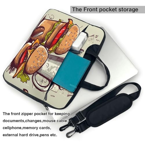 Maletín para laptop Funny Food Hamburgers and Mugs 13 pulgadas miniatura 4
