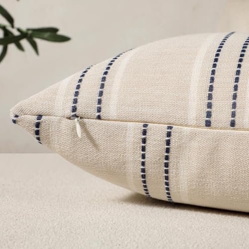 Image of Hckot Stripe Throw Pillow Covers 26x26 Large Square Navy Blue Pillow Cover