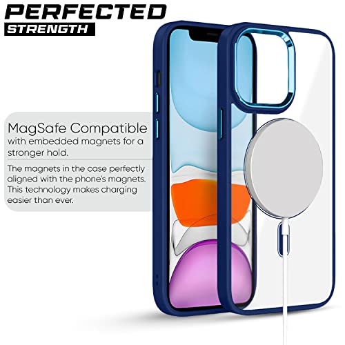 Image of Pikkme Back Cover | Support Mag-Safe Wireless Magnetic Charging | Hybrid Crystal Clear Transparent Case for iPhone 11 [TPU + Polycarbonate] (Blue)
