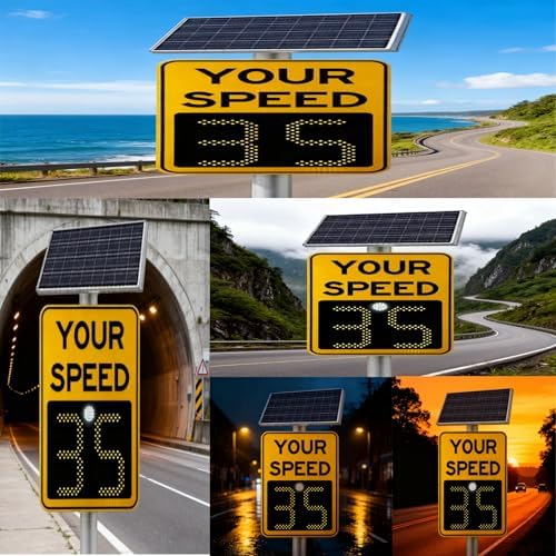 Solar Powered Speed Limit Radar Sign - Aluminum Traffic Display with Accessories, Road Safety Detector for Expressway & Industrial Parks, 50x70cm, Enhanced Visibility & Durability