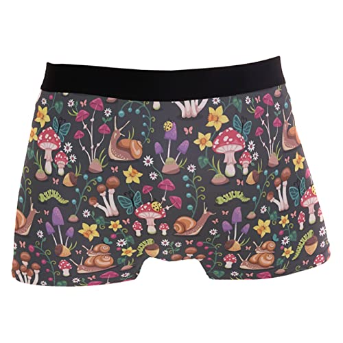 Zzkko MBBG277713113P260C296S501 Snail Mushroom Floral Mens Boxer Briefs Underwear Breathable Stretch Boxer Trunk cover