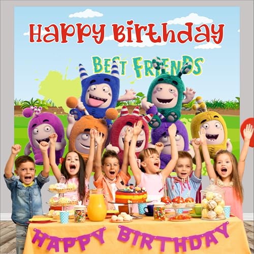 Image of Oddbods Theme Backdrop | Backdrop for Birthday Decoration | Happy Birthday Banner for Decoration (Pack of 1, Multicolor, Size: 5x4 Feet)