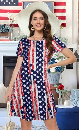 Image of Summer Dresses for Women Casual Tshirt Short Sleeve Floral Sundress Beach Cover Ups with Pockets 2026