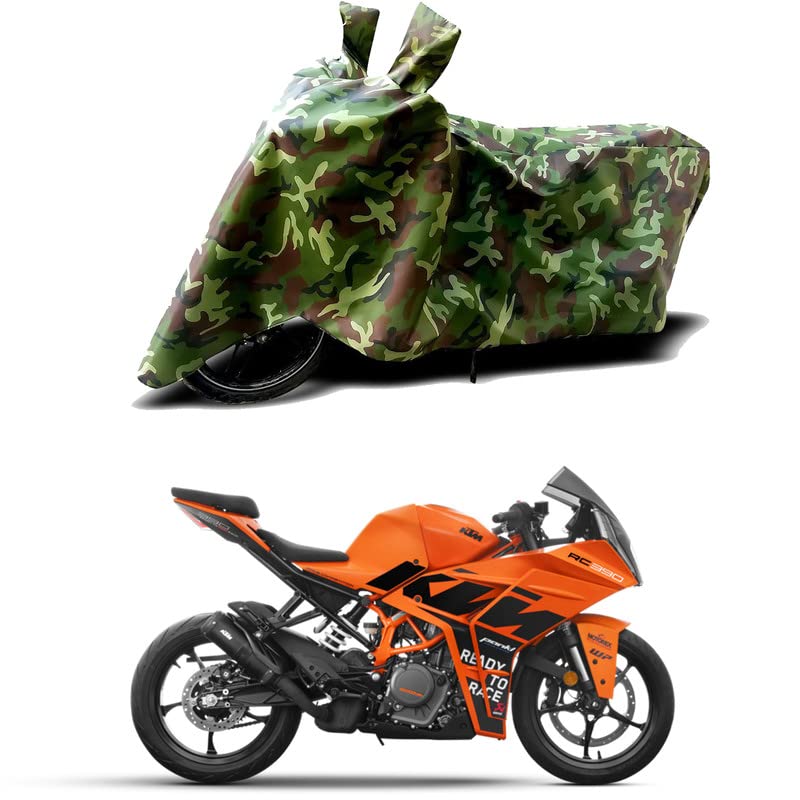 Image of 100% Water Resistant Bike Scooty Two Wheeler Body Cover Compatible for KTM RC 200 GP Edition /UV-Rays /Heat Protection /Birds Dropping /Scratchproof /Dust Proof /Waterproof /All Varient[Green MJ]