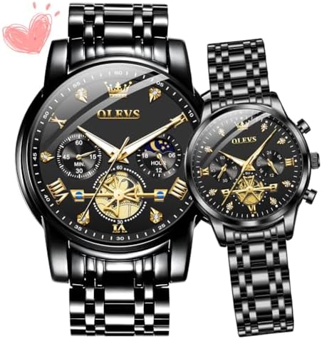 OLEVS Couple Watch Valentines Couple Matching Watches His and Her...