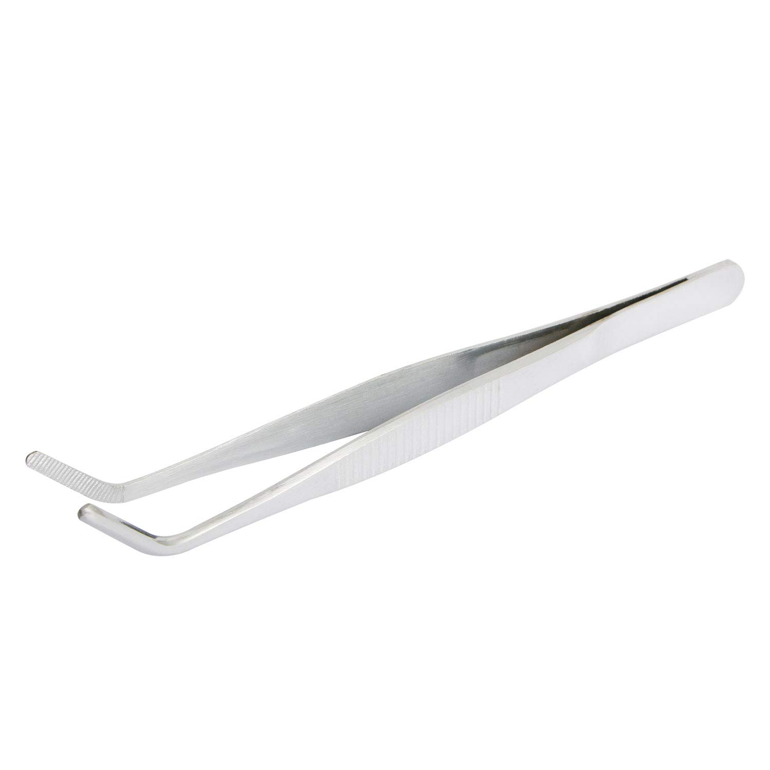 Aoje Link-Electric Silver Aoje-Link 304 Stainless Steel Tweezers With Curved Serrated Tip Sewing Machine Electronic Repair Tweezers Pliers Multi-Purpose Tweezers Tool Pliers 1Pcs
