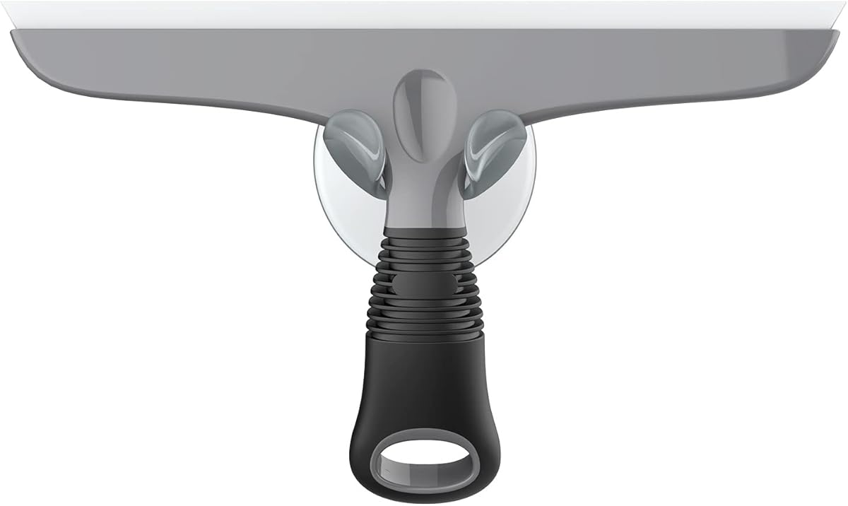 MR.SIGA Multi-Purpose Silicon Squeegee for Window, Glass, Shower Door, Car Windshield, Heavy Duty Window Scrubber, Includes Suction Hook, 10 inch, Gray & Black, 1 Pack