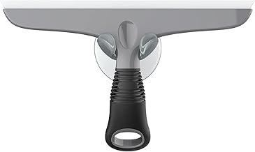 MR.SIGA Multi-Purpose Silicon Squeegee for Window, Glass, Shower Door, Car Windshield, Heavy Duty Window Scrubber, Includes Suction Hook, 10 inch, Grey & Black, 1 Pack