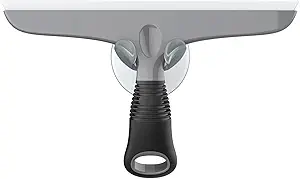 MR.SIGA Multi-Purpose Silicon Squeegee for Window, Glass, Shower Door, Car Windshield, Heavy Duty Window Scrubber, Includes Suction Hook, 10 inch, Gray & Black, 1 Pack