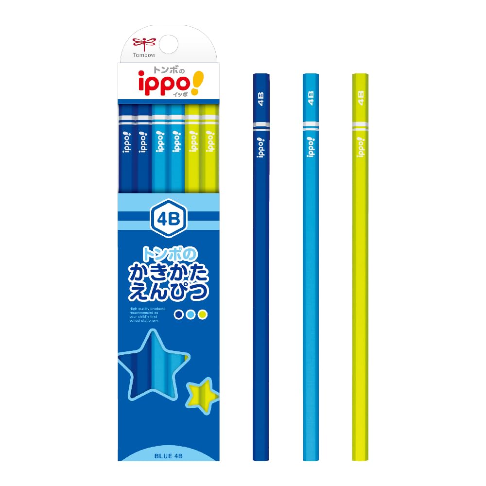 Amazon | トンボ鉛筆 鉛筆 ippo! かきかたえんぴつ 4B プレーン Blue
