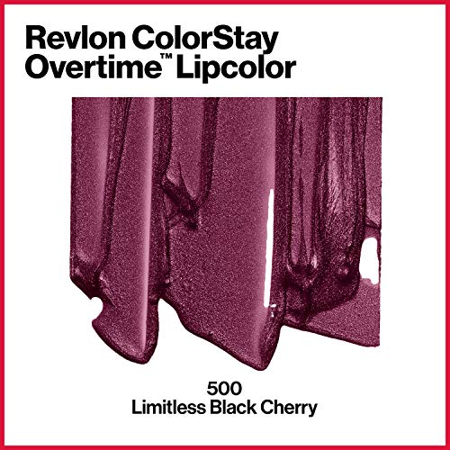 Revlon Liquid Lipstick With Clear Lip Gloss, Colorstay Overtime Lipcolor, Dual Ended With Vitamin E In Plums & Berries, 500 Limitless Black Cherry, 0.07 Oz #TOP1