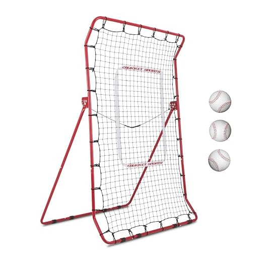Rukket Pitch Back Baseball/Softball Rebounder PRO w/ 2 PurePower Weighted Balls, Adjustable Pitching Target, and High Visibility Bases | Pitching and Throwing Practice Partner | Adjustable Angle